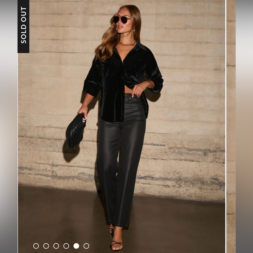 Velvet Button Down Top - image 4